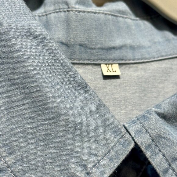 Linen Cotton Light Denim Button Up Relaxed Fit XL - Picture 2 of 3